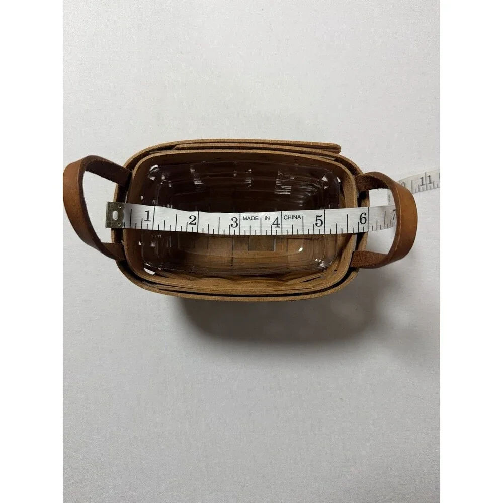 Longaberger Brown Wooden Basket 1992 Salt & Pepper Holder With Plastic Liner